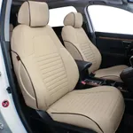 EKR CRV Seat Covers Custom Fit for Honda CRV 2015 2016 Full Set Car Seat Cover for SUV, Leather Truck Seat Protectors,Faux Leather(Beige)