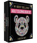 Adult Coloring Books Set - 3 Coloring Books for Grownups - 120 Unique Animals, Scenery & Mandalas Designs. Coloring Books for Adults Relaxation.