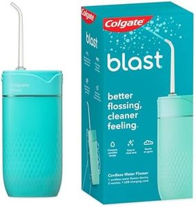 Colgate Blast Water Flosser, Cordless, Water Resistant, Rechargeable (AU Charging Plug), Home and Travel Friendly, Teal, Gentle on Gums, 3 Pressure Modes, Easy to Clean Tank