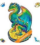 UNIDRAGON Original Wooden Jigsaw Puzzles - Guarding Dragon, 330 pcs, King Size 10.6" х17.3, Beautiful Gift Package, Unique Shape Best Gift for Adults and Kids