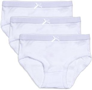 Feathers Girls Solid White Snug Fit Tagless Briefs Underwear - 100% Cotton Super Soft Panties