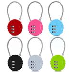 3 Digit Combination Lock 6 Pack, Mini Gym Lock with Wire for Travel Backpack Suitcas School Locker