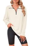 MISFAY Plus Size Sweatshirts for Women Casual Long Sleeve Half Zip Pullover Shirts Tunic Tops for Leggings,Apricot,L