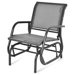 Tangkula Swing Glider Chair, Ergonomic Rocking Chair with Comfortable Fabric, Iron Frame, 4 Non-Slip Foot Pads, Outdoor Patio Glider Rocker Chair for Living Room, Garden, Backyard (1, Grey)