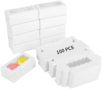 FELISTORY 100 PCS Marcron Box with Window, Small Boxes for Treats, Small Bakery Boxes, Packaging Box for Candies Cookies Chocolates, 4.1 x 2.2 x 1.4 in