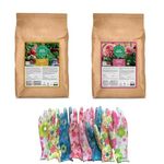 Gaia Green Organic 4-4-4 All Purpose Fertilizer 1 KG and Organic 2-8-4 Power Bloom 1 KG Set, Include One Pair of Let's Grow Gardening Gloves, (all purpose & power bloom 1 kg set)