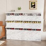 BRIGATTES Portable Shoe Rack for Home Plastic Shelves Household, Shelf Shoe Rack with Dustproof Door for Heels/Slippers/Boots for Entryway or Bedroom (White-28-Door)