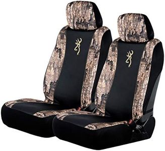 Browning Universal Front and Bench Seat Covers, Water Resistant for Car, Truck, and SUV, Morgan (Realtree Timber/Black), 2 Pack