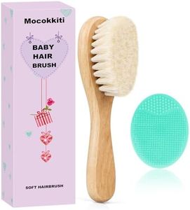 Mocokkiti Baby Hair Brush, Goat Bristles Brush and Baby Cradle Cap Brush Set for Cradle Cap Wood Bristle Brush for Newborns and Toddlers (2 Piece)
