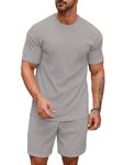 SMOWKLY Men's Pyjama Set || T-Shirt and Shorts Set for Men || Night Wear for Men || Night Suit for Men (1163_MTNS_Gry_L) Grey