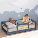 Montessori Floor Bed for Toddlers – Crib-Sized Toddler Bed with 2 Openings, Low Height Wooden Frame – Safe & Breathable Design for Baby, Infant, and Child - Gray