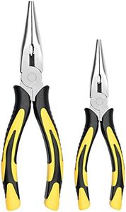 ZUZUAN Premium VISE-GRIP Long Needle Nose Pliers- 8” & 6'',Paper Clamp Precision,High Carbon Steel,Soft Grip with Wire Cutter,Long Nose Cutting Pliers for Home,Fishing,Jewelry,Crafts,2pcs