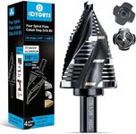 M35 Four Spiral Flute Step Drill Bit Set 1/4" - 1-3/8" （19 Sizes), 1/4" Hex Shank Drill, Impact Resistant M35 Cobalt Step Drill Bit, for Stainless Steel, Wood, Aluminum, Plastic