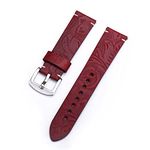 Quick Release Carved Pattern Leather Watch Strap (Red, 22 mm)