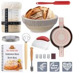 Complete Sourdough Bread Starter Kit, Glass Sourdough Starter Jar Kit & Tons of Sourdough Bread Baking Supplies - Sourdough Starter Kit Includes Sourdough Jar, Banneton Bread Proofing Basket & More