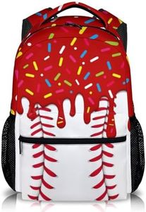 GiftRomance Kids Backpack for Girls Baseball Drip Backpacks for Children 6-8, 17 Inch Casual Sports Backpacks Leisure Large Capacity Bookbags for Vacation Travel School