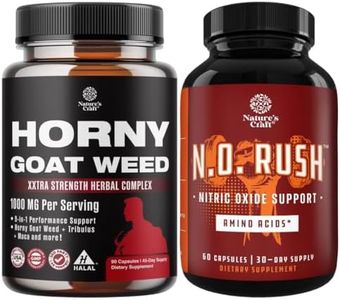 Bundle of Horny Goat Weed for Men with Black Maca Root, Tongkat Ali, Saw Palmetto & Panax Ginseng Extract for Stamina & Energy and Nitric Oxide Supplement with L-Arginine for Muscle Growth & Recovery