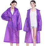 AIDEGER EVA Rain Ponchos for Adults, 2 Pack Reusable Raincoats with Hoods and Sleeves Lightweight Rain Jacket