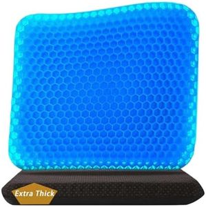 Rewoalzx 2025 Upgraded Cooling Gel Seat Cushion 50x50x5cm - Extra Thick Honeycomb Blue Cushion for Back Pain Relief, Breathable & Machine Washable - Office, Car, Wheelchair
