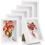 Hacaroa 6 Pack 4 x 6 Inches Shadow Box Frame, Small Wood Frame Memory Display Cases,1.2in Depth Picture Frame Case for Dried Flowers, DIY Craft, Memorabilia, Medals and Photos, White