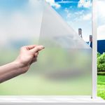 Funfox Window Privacy Film, No Glue Frosted Glass Sticker, Non-Adhesive Opaque Door Covering Static Cling Vinyl Window Film for Home Bathroom Office Matte 11.8 x 78.7 inch