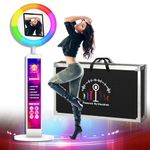 Portable Photo Booth Machine Compatible with Ipad 10.2'' 10.9'' 11'' 12.9'', ZANOGI Selfie Station Photobooth is Controlled by Remote Control or app,Music Sync,White/Light Box Style+Selfie Props