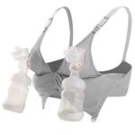 iLoveSIA Women’s Hands Free Breast Pumping Bra Adjustable Nursing Bras, Maternity Bra for Pregnancy & Breastfeeding Grey M Size