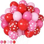 HILAVO Red and Pink Balloons Strawberry Hot Light Pink Rose Red Latex Balloons Pastel Pink Red Polka Dot Party Helium Balloon for Sweet Girl Berry Birthday Valentine Summer Shortcake Party Decoration