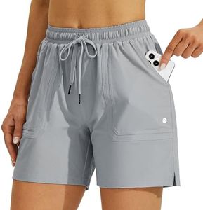Willit Women's 5" Hiking Shorts Golf Athletic Outdoor Shorts Quick Dry Workout Summer Water Shorts with Pockets Gray S