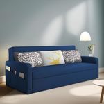 Casaliving Leymour 3 Seater Sofa Cum Bed for Living Room (Blue Colour Fabric) Premium Fabric Sofa