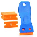 Ewrap Plastic Safety Scraper Car Sticker Remover Glass Scraper Ceramic Hob Scraper with 10 Pcs Double Edge Plastic Scraping Replacement for Removing Decals from Glass Windshields Ceramic Hob