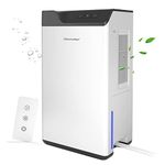 Dehumidifiers for Bedroom, 2L Watertank, 1.5m Drain Hose, Dual Semiconductor Dehumidifier, Auto Defrost, Auto Shut off, Dehumidifier with Remote Control for Home, Basement, Bathroom, RV