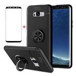 AKABEILA for Samsung S7 Edge Case Screen Protector for Samsung Galaxy S7 Edge Cover [with Tempered Glass Free] Carbon Fiber Silicone Bracket Phone Holder Shockproof Cases 5.5"