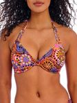 Freya Women's Santiago Nights Underwire Halter Bikini Top, Multi, 38D