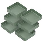 6 Pcs Stackable Drawer Organizer Set, 6" X 6" Square Plastic Drawer Organizer Tray for Vantiy, Makeup, Bathroom Countertop, Office Drawer Divider and Organizer Forest Green