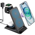 KPON Wireless Charging Station for Thick Cases/Popsocket/Otterbox Up to 10MM, 3 in 1 Fast Qi Wireless Charger Stand Dock Apple for iPhone 15/14/13 Pro/Plus/Max,iWatch/Airpods, Multiple Devices Apple