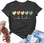 Womens T Shirts Be Kind Shirt Cute Graphic Blessed Shirt Short Sleeve Tees Funny Inspirational Teacher T-Shirt Tops, Dark Grey, Medium