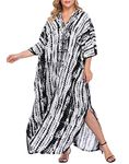 HDE Women UPF 50 Kaftan Dress Oversize V Neck Long Plus Size Maxi Swim Cover Up - - One Size Plus