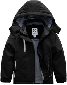 KVE Girl's Waterproof Ski Jacket Warm Fleece Winter Jacket Windproof Hooded Snow Coat Black 14-16