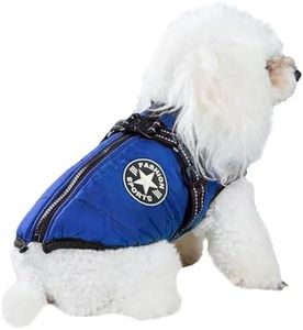 Waterproof Dog Winter Coats for Small Breed, Thickened Weatherbeeta Dog Coat Clothes with Harness Warm Vest Puppy Dog Jackets for Chihuahua and Small Breed Dog (Back Length Increased By 8cm/3.15in)