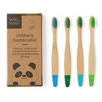 Wild & Stone | Organic Children's Bamboo Toothbrush | 4 Pack | Soft Fibre Bristles | 100% Biodegradable Handle | BPA Free | Vegan Eco Friendly Kids Toothbrushes (Aqua)