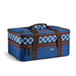 Rachael Ray Expandable Insulated Casserole Carrier for Hot or Cold Food, Thermal Lasagna Lugger Tote for Potluck, Parties, Picnic, and Cookouts, Fits 9" x 13" Baking Dish, Navy Plaid