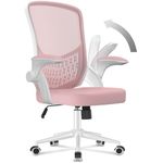 naspaluro Office Desk Chair Ergonomic Chair with Flip-up Armrests Mid-Back Computer Chair with Lumbar Support Mesh Chair for Home Office-Pink