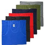 Keanu Mens Fitted 100% Cotton Vests Pack of 6 (2XL, Assorted Colours)