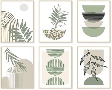 KBKBART Sage Green Boho Wall Art Prints,Abstract Geometric Decor Leaf Sun Moon Line Canvas Painting,Minimalist Room Posters for Bedroom Gallery Living Bathroom Home Decor(8/ X 10/ ,Unframed)AMZT216