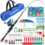 PLUSINNO Kids Fishing Pole with Spincast Reel Telescopic Fishing Rod Combo Full Kits for Boys, Girls, and Adults (Black, 150cm 59.05)