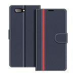 COODIO Phone Case For Blackberry Key2, Magnetic Flip Leather Case For Blackberry Key2 Wallet Case, Dark Blue/Red