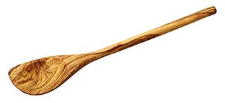 Naturally Med - Olive Wood Corner Spoon/Spatula. Olive Wood Cooking Spoon 12". Spoon for Cooking, Stirring. Handmade by artisans in Tunisia. Hardwearing, Durable Olive Wood.