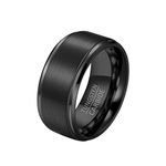 Epinki 10MM Promise Rings for Him, Black Simple Matte Brushed Engagement Rings and Band for Men, Tungsten Ring Size X 1/2