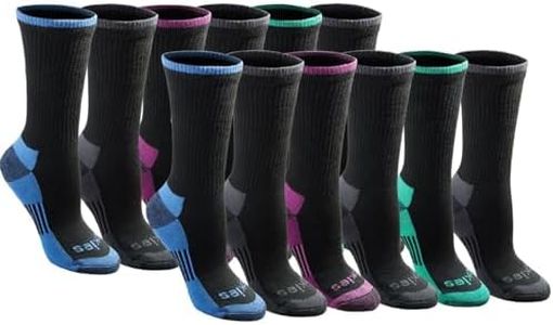 Dickies Women's Dritech Advanced Moisture Wicking Crew Sock (6/12 Packs), Black Assorted (12 Pairs), 9-13